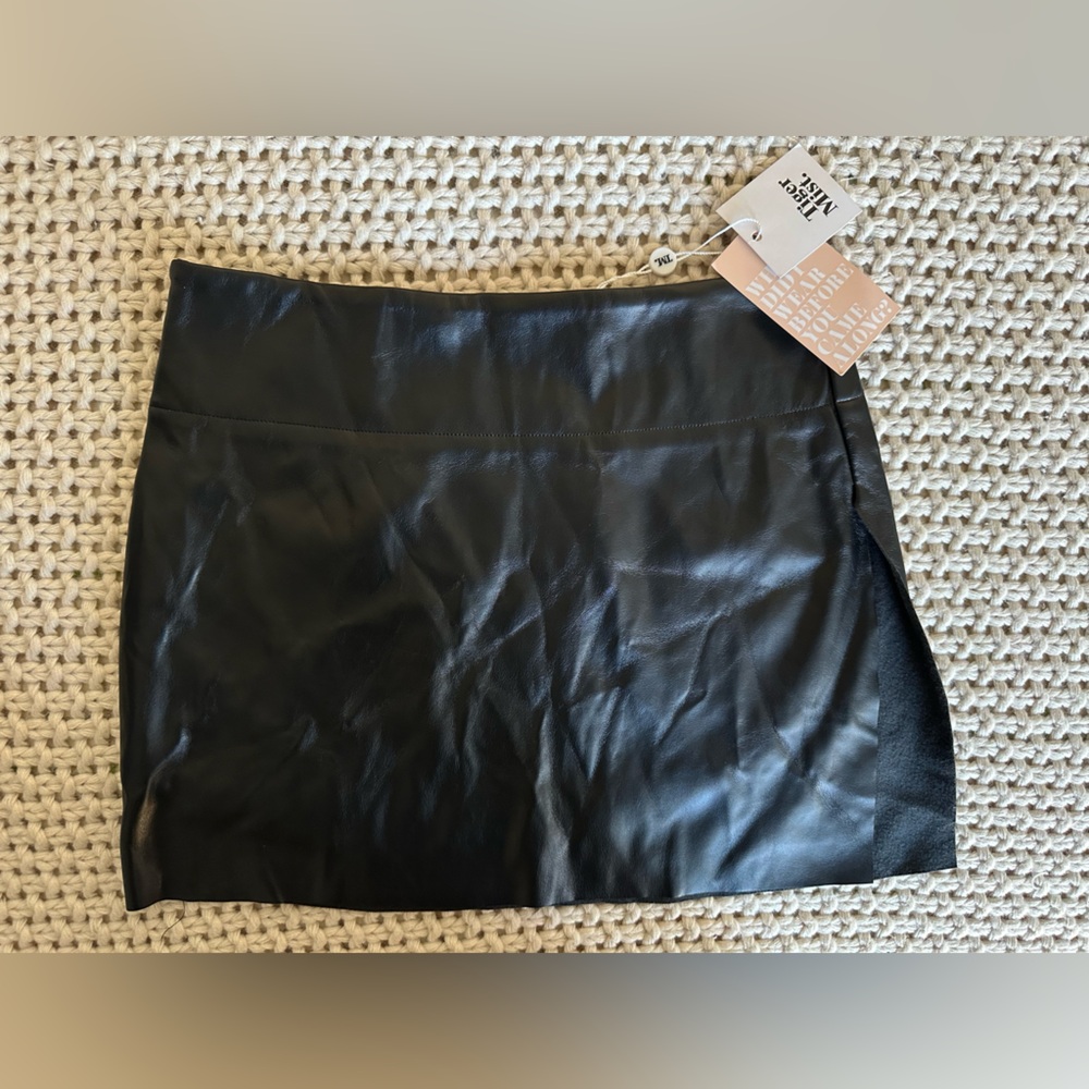 Tiger Mist Black Faux Leather Mini Skirt
